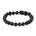 Baltic Amber Baby Teething Bracelet Baroque Black Raw Finish - Wholesale Lot of 10pcs - 14cm / 5.5in - XB54B-RAW