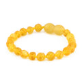 Baltic Amber Baby Teething Bracelet Baroque Yellow Raw Finish - Wholesale Lot of 10pcs - 14cm / 5.5in - XB54Y-RAW