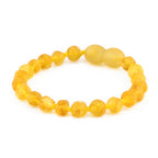 Baltic Amber Baby Teething Bracelet Baroque Yellow Raw Finish - Wholesale Lot of 10pcs - 14cm / 5.5in - XB54Y-RAW