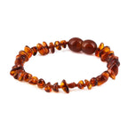 Baltic Amber Baby Teething Bracelet Chips Cognac Glossy Finish - Wholesale Lot of 10pcs - 14cm / 5.5in - CH3