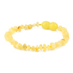Baltic Amber Baby Teething Bracelet Chips Milky Yellow Glossy Finish - Wholesale Lot of 10pcs - 14cm / 5.5in - CH5