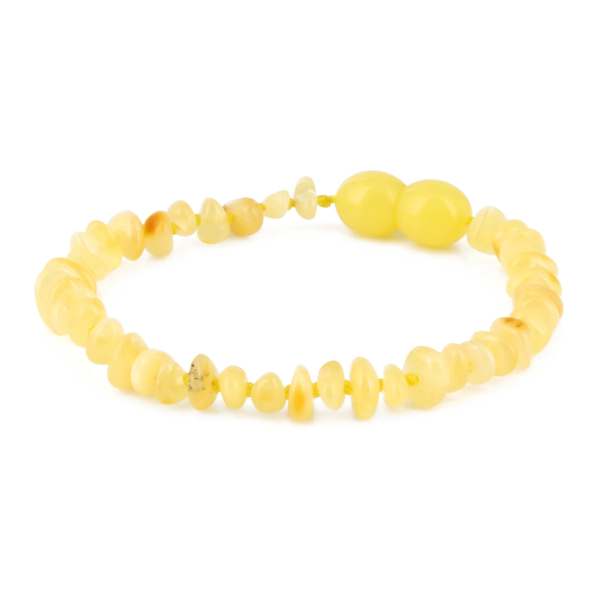 Baltic Amber Baby Teething Bracelet Chips Milky Yellow Glossy Finish - Wholesale Lot of 10pcs - 14cm / 5.5in - CH5