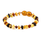 Baltic Amber Baby Teething Bracelet Chips Multicolor Glossy Finish - Wholesale Lot of 10pcs - 14cm / 5.5in - CH1