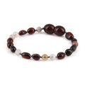 Baltic Amber & Botswana Baby Teething Bracelet Olive Dark Cognac Glossy Finish - Wholesale Lot of 10pcs - 14cm / 5.5in - AGL43