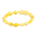 Baltic Amber Baby Teething Bracelet Olive Yellow Glossy Finish - Wholesale Lot of 10pcs - 14cm / 5.5in - XO54Y