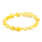 Baltic Amber Baby Teething Bracelet Olive Yellow Glossy Finish - Wholesale Lot of 10pcs - 14cm / 5.5in - XO54Y