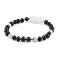 Baltic Amber & Kiwi Jasper Baby Teething Bracelet Baroque Black Glossy Finish - Wholesale Lot of 10pcs - 14cm / 5.5in - LE551-S
