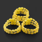 Baltic Amber Baby Teething Bracelet Olive Milky Yellow Glossy Finish - Wholesale Lot of 10pcs - 14cm / 5.5in - XO54MY
