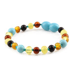 BALTIC AMBER BABY TEETHING BRACELETS WITH TURQUOISE LOT OF 10pcs. LE465