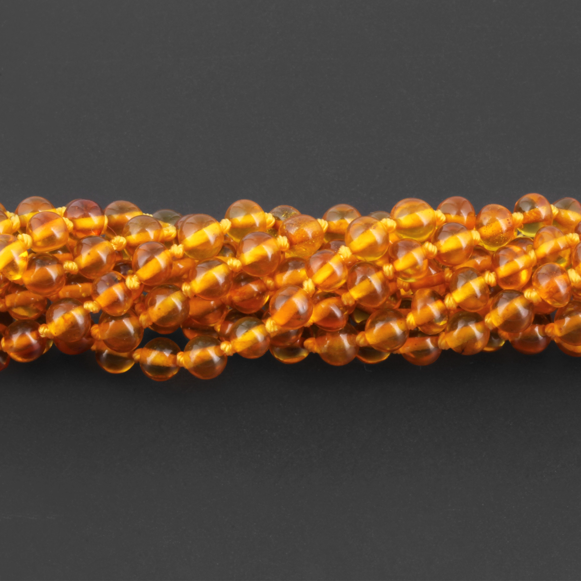 Baltic Amber Baby Teething Bracelet Baroque Light Cognac Glossy Finish - Wholesale Lot of 10pcs - 14cm / 5.5in - XB54LC