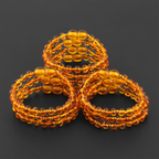Baltic Amber Baby Teething Bracelet Baroque Light Cognac Glossy Finish - Wholesale Lot of 10pcs - 14cm / 5.5in - XB54LC