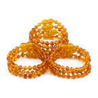 Baltic Amber Junior Bracelet Baroque Light Cognac Glossy Finish - Wholesale Lot of 10pcs - 16cm / 6.3in - XB54LC