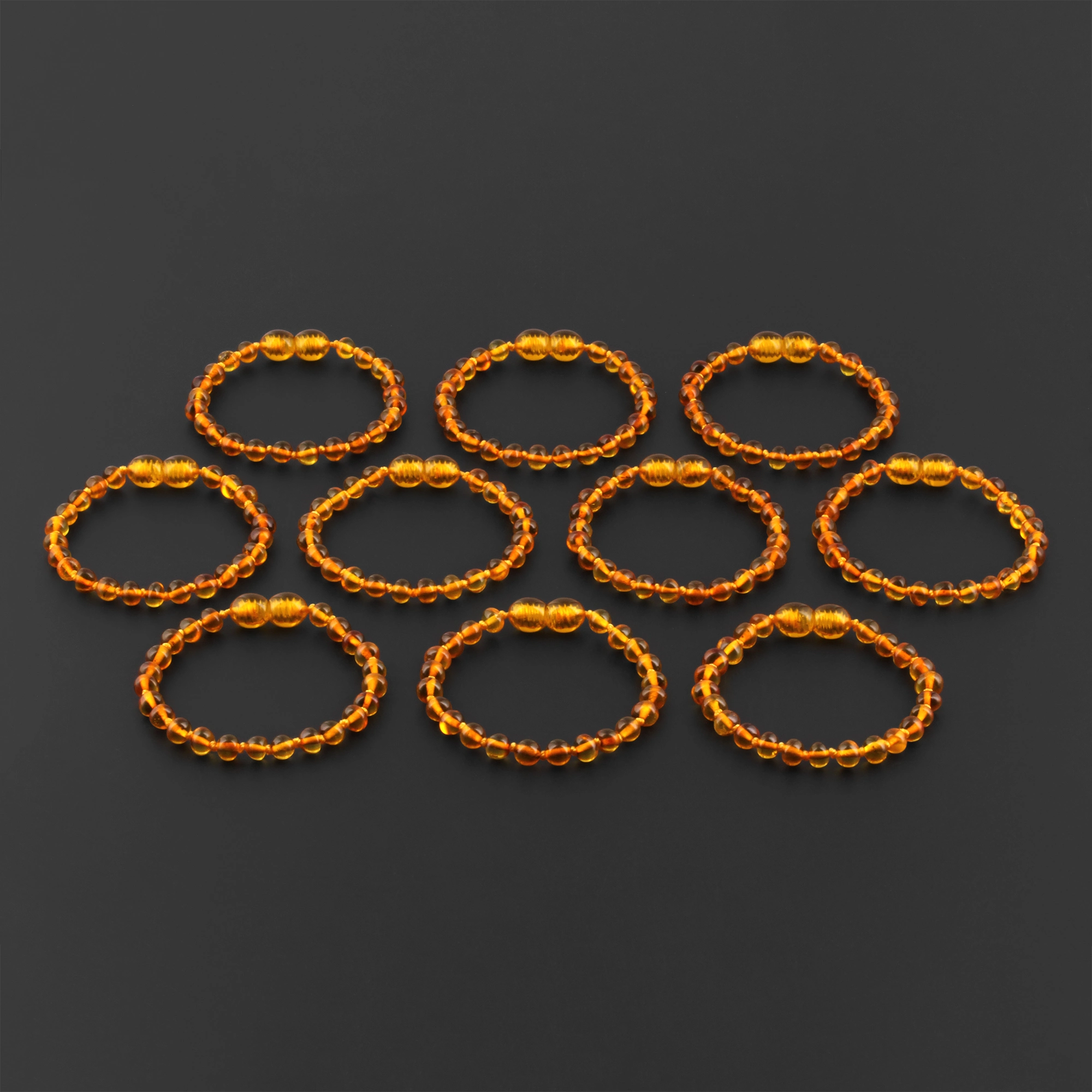 BALTIC AMBER BABY TEETHING BRACELETS LOT OF 10pcs - BAROQUE. XB54LC
