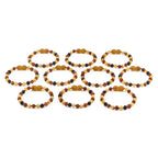 Baltic Amber Baby Teething Bracelet Baroque Multicolor Matte Finish - Wholesale Lot of 10pcs - 14cm / 5.5in - XB54MM