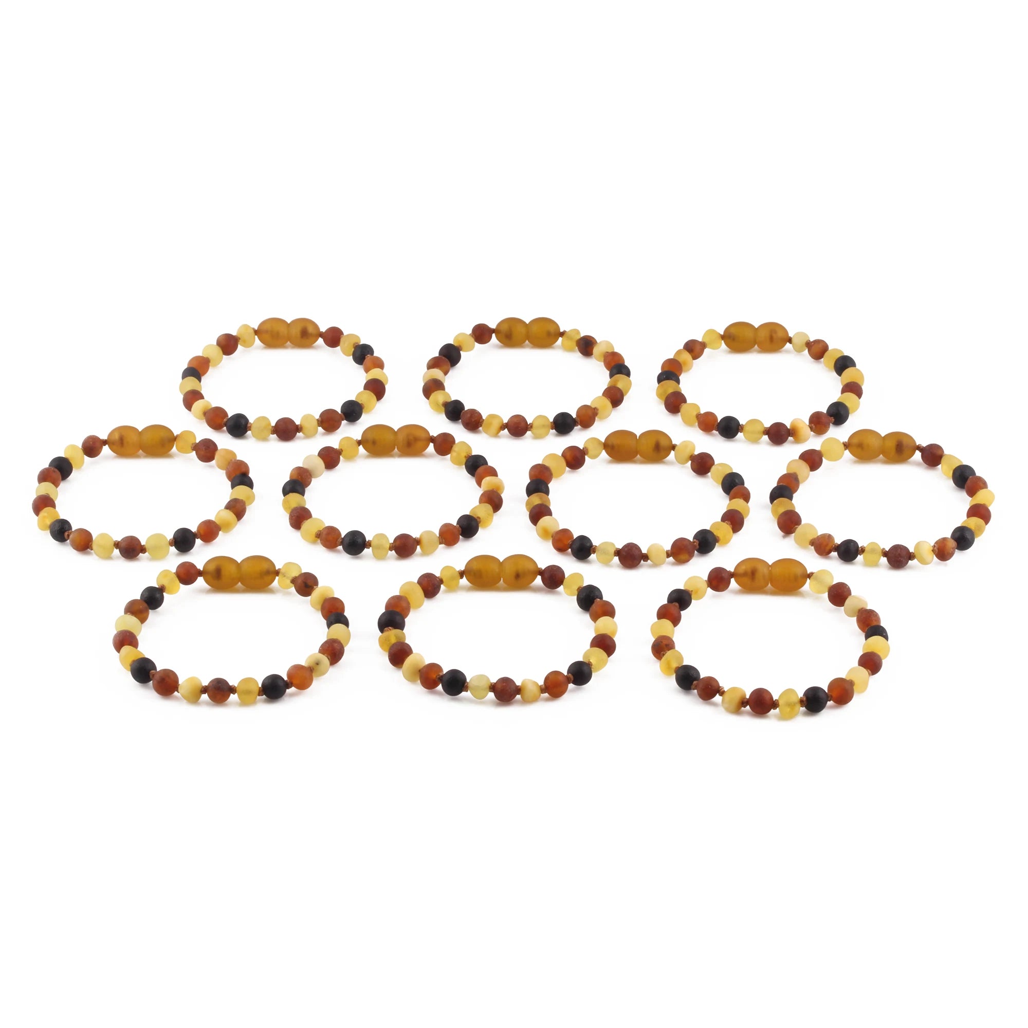 BALTIC AMBER BABY TEETHING BRACELETS LOT OF 10pcs - BAROQUE. XB54MM