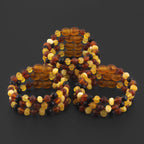Baltic Amber Baby Teething Bracelet Baroque Multicolor Matte Finish - Wholesale Lot of 10pcs - 14cm / 5.5in - XB54MM