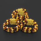 Baltic Amber Baby Teething Bracelet Baroque Multicolor Matte Finish - Wholesale Lot of 10pcs - 14cm / 5.5in - XB54M1M