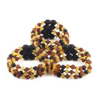 Baltic Amber Baby Teething Bracelet Baroque Multicolor Matte Finish - Wholesale Lot of 10pcs - 14cm / 5.5in - XB54M2M