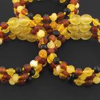 Baltic Amber Baby Teething Bracelet Baroque Multicolor Matte Finish - Wholesale Lot of 10pcs - 14cm / 5.5in - XB54M1M
