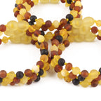Baltic Amber Baby Teething Bracelet Baroque Multicolor Matte Finish - Wholesale Lot of 10pcs - 14cm / 5.5in - XB54M1M
