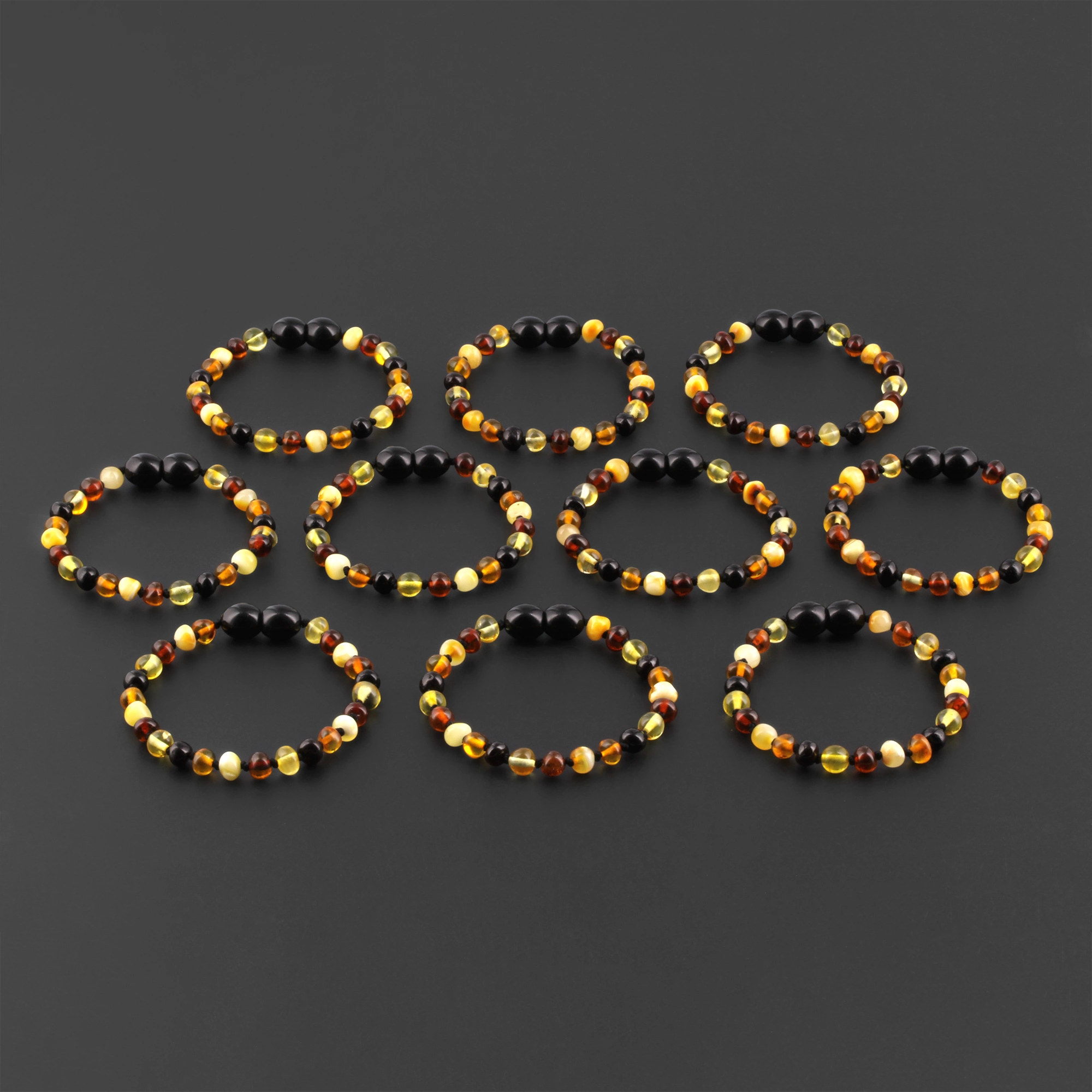 BALTIC AMBER BABY TEETHING BRACELETS LOT OF 10pcs - BAROQUE. XB54M2