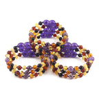BALTIC AMBER BABY TEETHING BRACELETS WITH AMETHYST LOT OF 10pcs. LE515-B