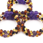BALTIC AMBER BABY TEETHING BRACELETS WITH AMETHYST LOT OF 10pcs. LE515-B