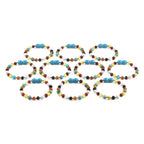 Baltic Amber & Gemstone Baby Teething Bracelet Baroque Multicolor Glossy Finish - Wholesale Lot of 10pcs - 14cm / 5.5in - LE474-T