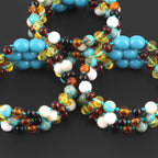 Baltic Amber & Gemstone Baby Teething Bracelet Baroque Multicolor Glossy Finish - Wholesale Lot of 10pcs - 14cm / 5.5in - LE474-T