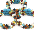 Baltic Amber & Gemstone Baby Teething Bracelet Baroque Multicolor Glossy Finish - Wholesale Lot of 10pcs - 14cm / 5.5in - LE474-T