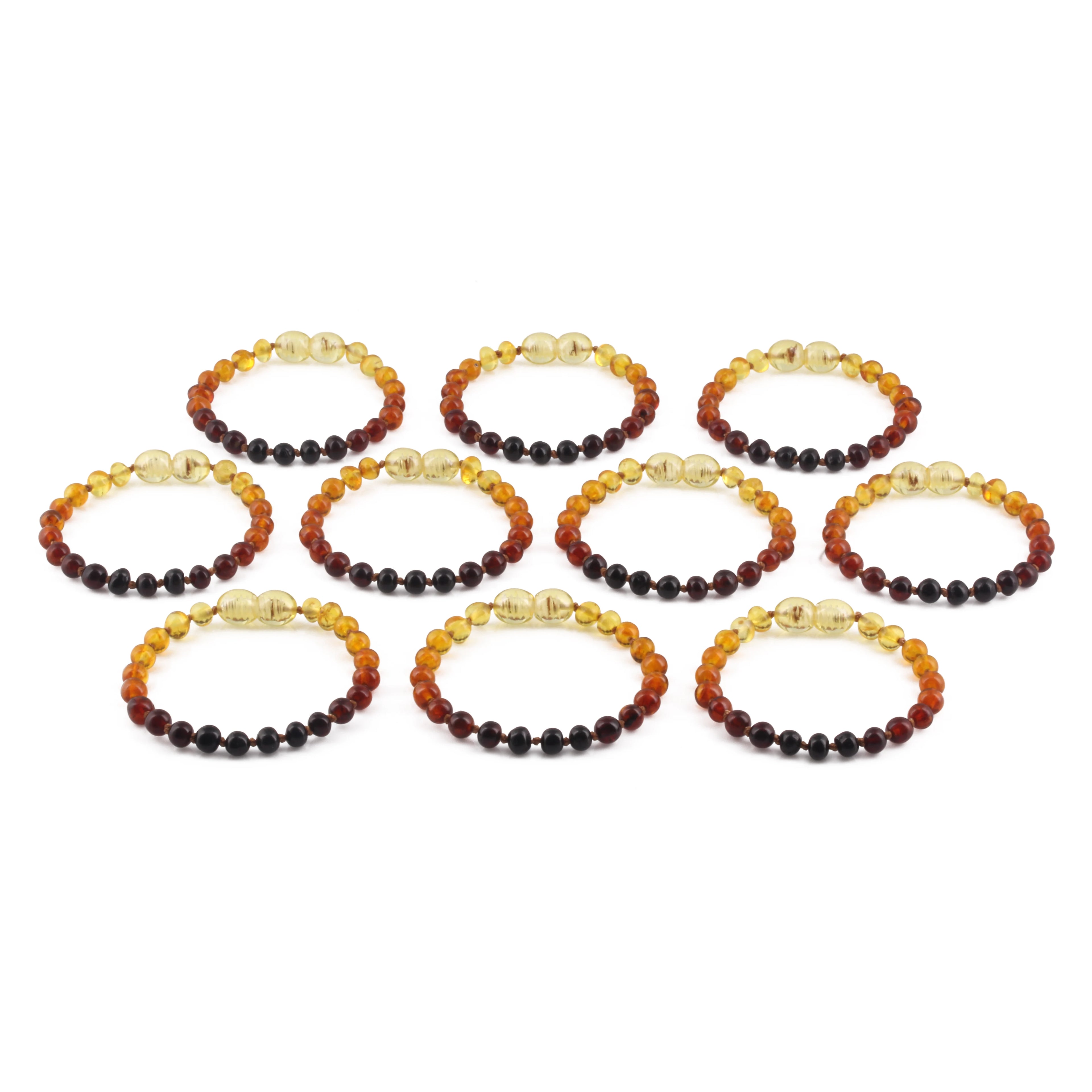 BALTIC AMBER BABY TEETHING BRACELETS LOT OF 10pcs - BAROQUE. XB54R1