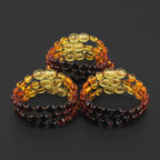 Baltic Amber Baby Teething Bracelet Olive Rainbow Glossy Finish - Wholesale Lot of 10pcs - 14cm / 5.5in - XO54R1