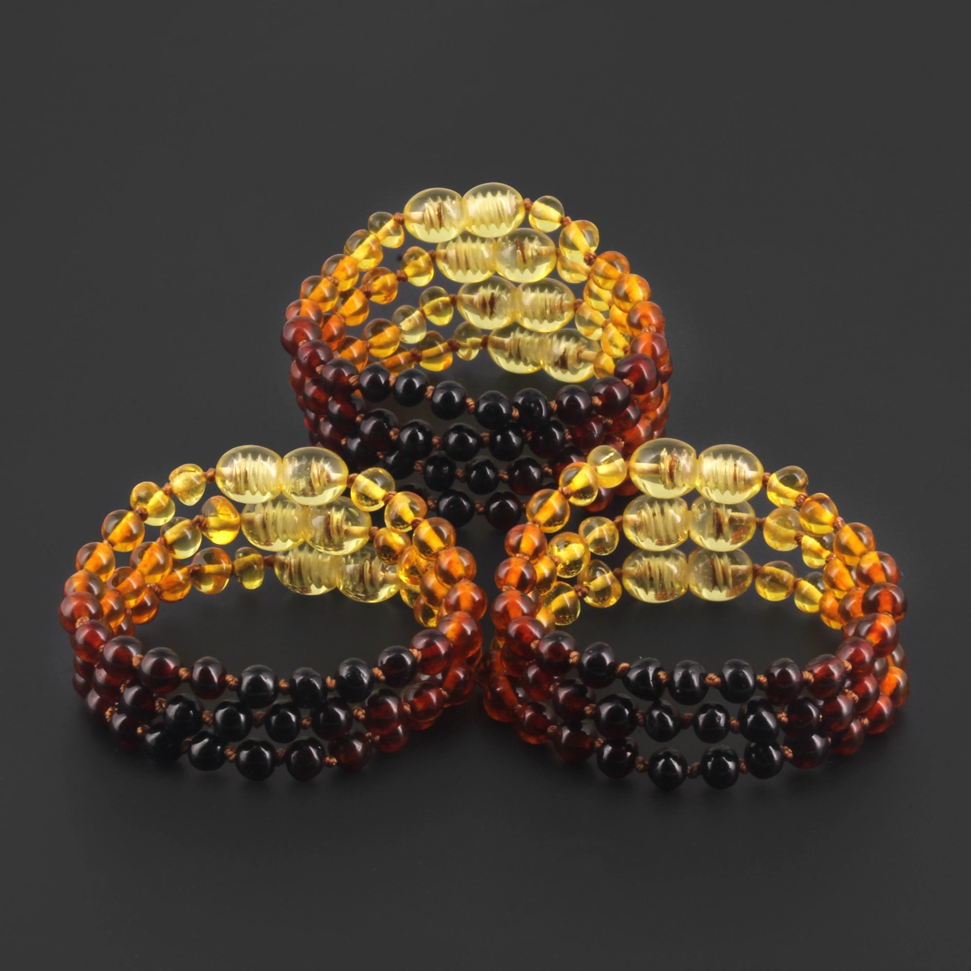 BALTIC AMBER BABY TEETHING BRACELETS LOT OF 10pcs - BAROQUE. XB54R1