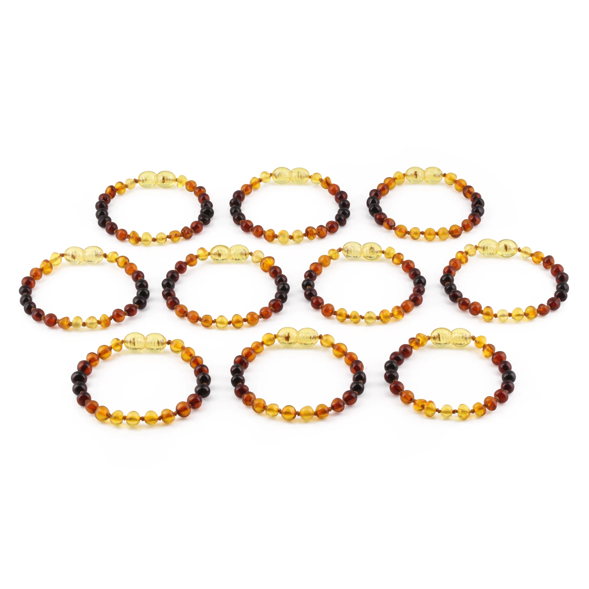 BALTIC AMBER BABY TEETHING BRACELETS LOT OF 10pcs - BAROQUE. XB54RA1