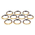 Baltic Amber Baby Teething Bracelet Baroque Rainbow Green Glossy Finish - Wholesale Lot of 10pcs - 14cm / 5.5in -  XB43RG2