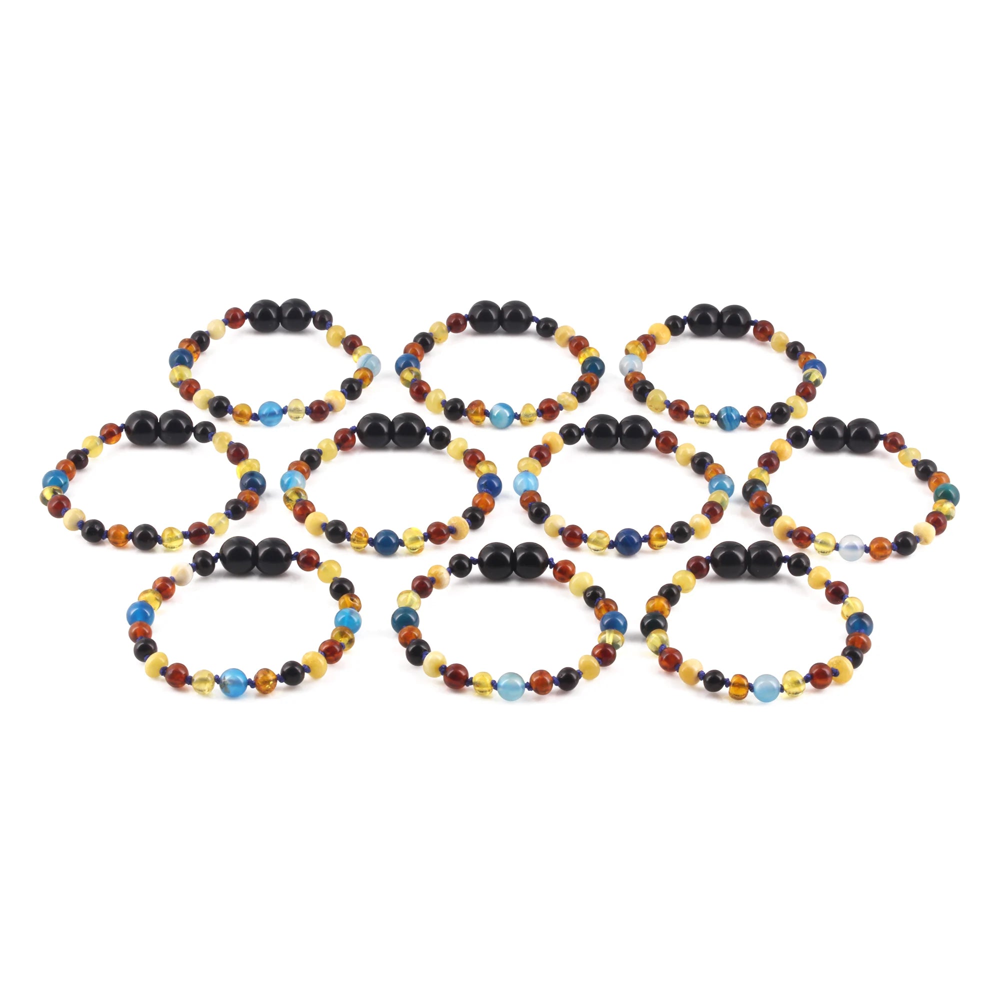 BALTIC AMBER BABY TEETHING BRACELETS LOT OF 10pcs - GEMS COLLECTION. LE464 V3