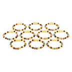 Baltic Amber & Blue Jasper Baby Teething Bracelet Baroque Multicolor Glossy Finish - Wholesale Lot of 10pcs - 14cm / 5.5in - LE474