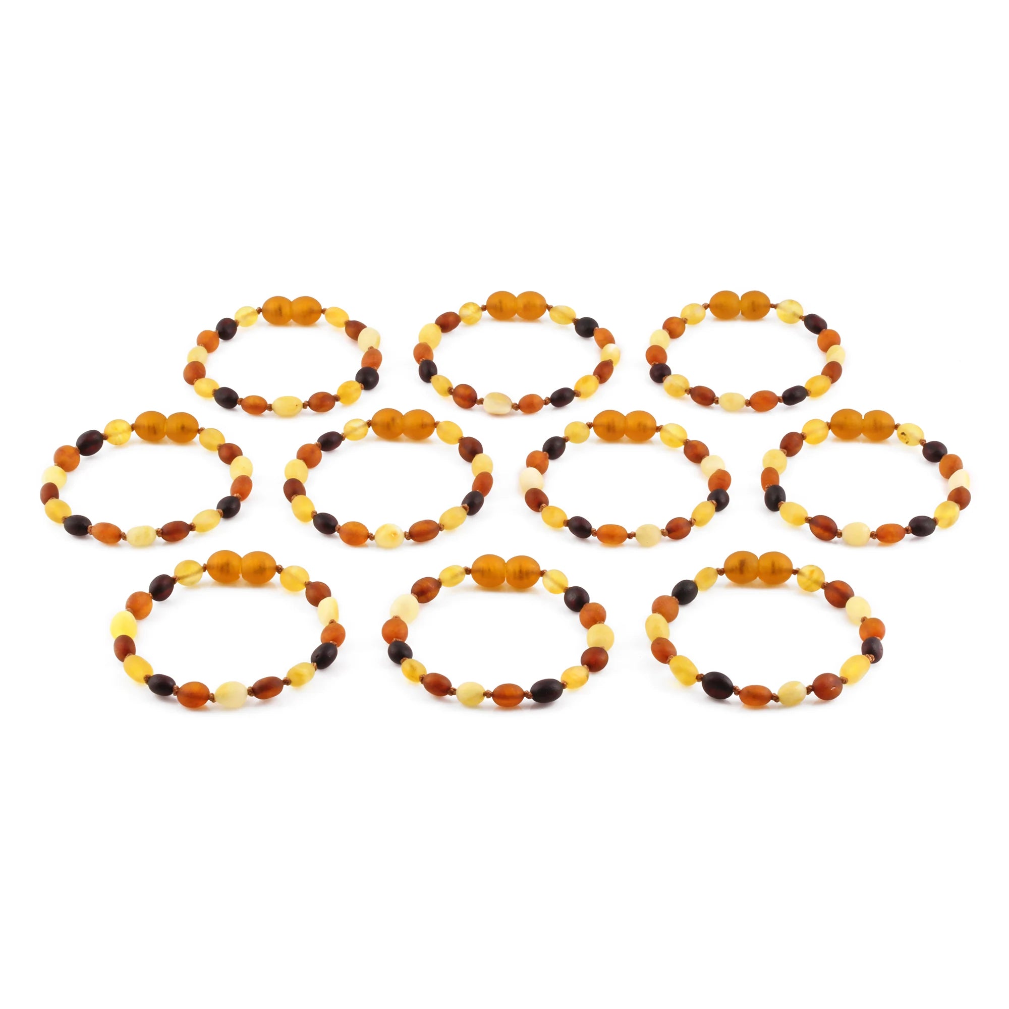 BALTIC AMBER BABY TEETHING BRACELETS LOT OF 10pcs - OLIVE. XO54MM