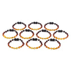 Baltic Amber Baby Teething Bracelet Olive Rainbow Glossy Finish - Wholesale Lot of 10pcs - 14cm / 5.5in - XO54R2
