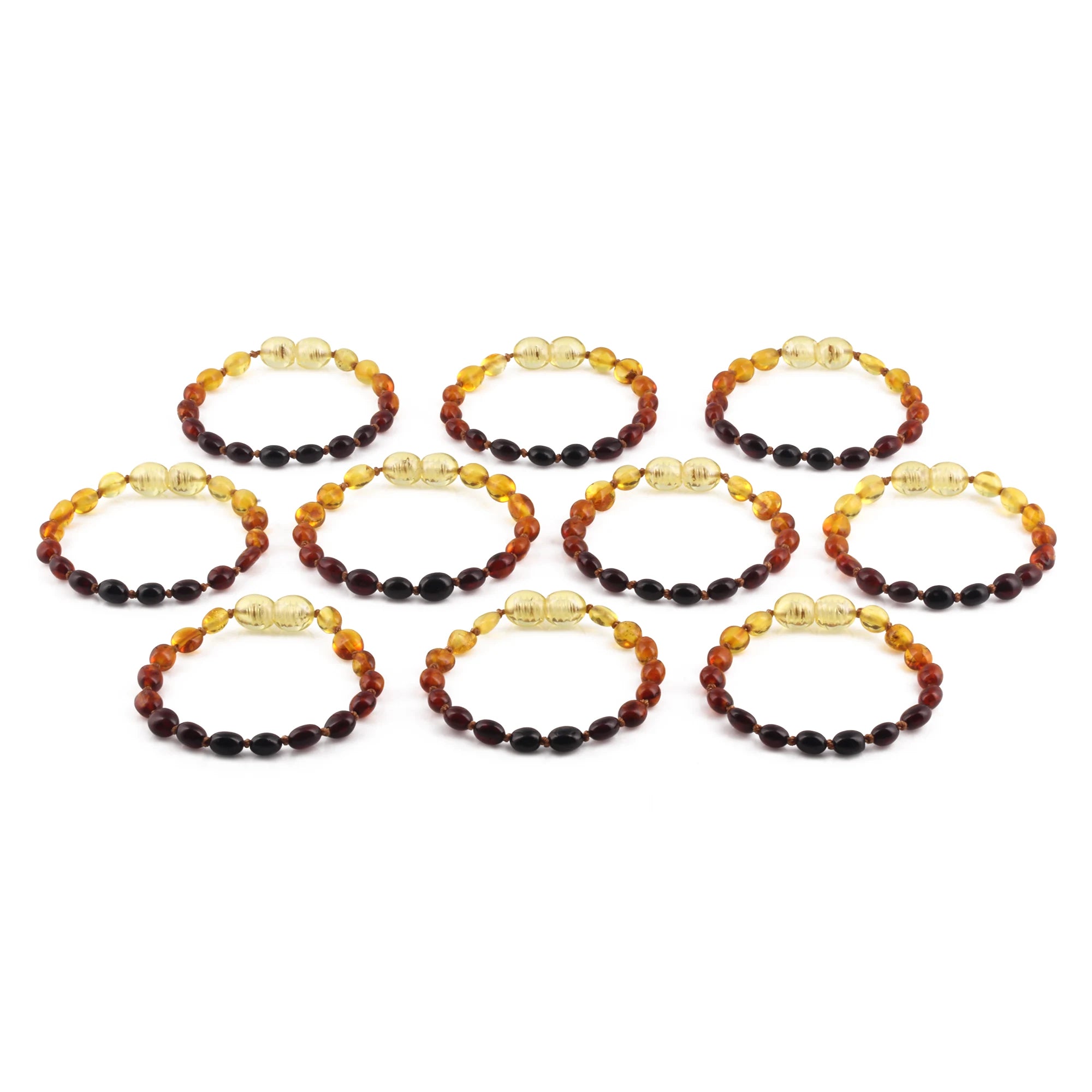 BALTIC AMBER BABY TEETHING BRACELETS LOT OF 10pcs - OLIVE. XO54R1