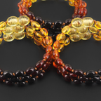 Baltic Amber Baby Teething Bracelet Olive Rainbow Glossy Finish - Wholesale Lot of 10pcs - 14cm / 5.5in - XO54R1