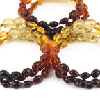 Baltic Amber Baby Teething Bracelet Olive Rainbow Glossy Finish - Wholesale Lot of 10pcs - 14cm / 5.5in - XO54R1