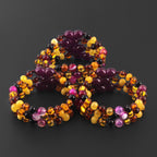 Baltic Amber & Pink Agate Baby Teething Bracelet Baroque Multicolor Glossy Finish - Wholesale Lot of 10pcs - 14cm / 5.5in - LE458