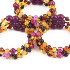 Baltic Amber & Pink Agate Baby Teething Bracelet Baroque Multicolor Glossy Finish - Wholesale Lot of 10pcs - 14cm / 5.5in - LE458