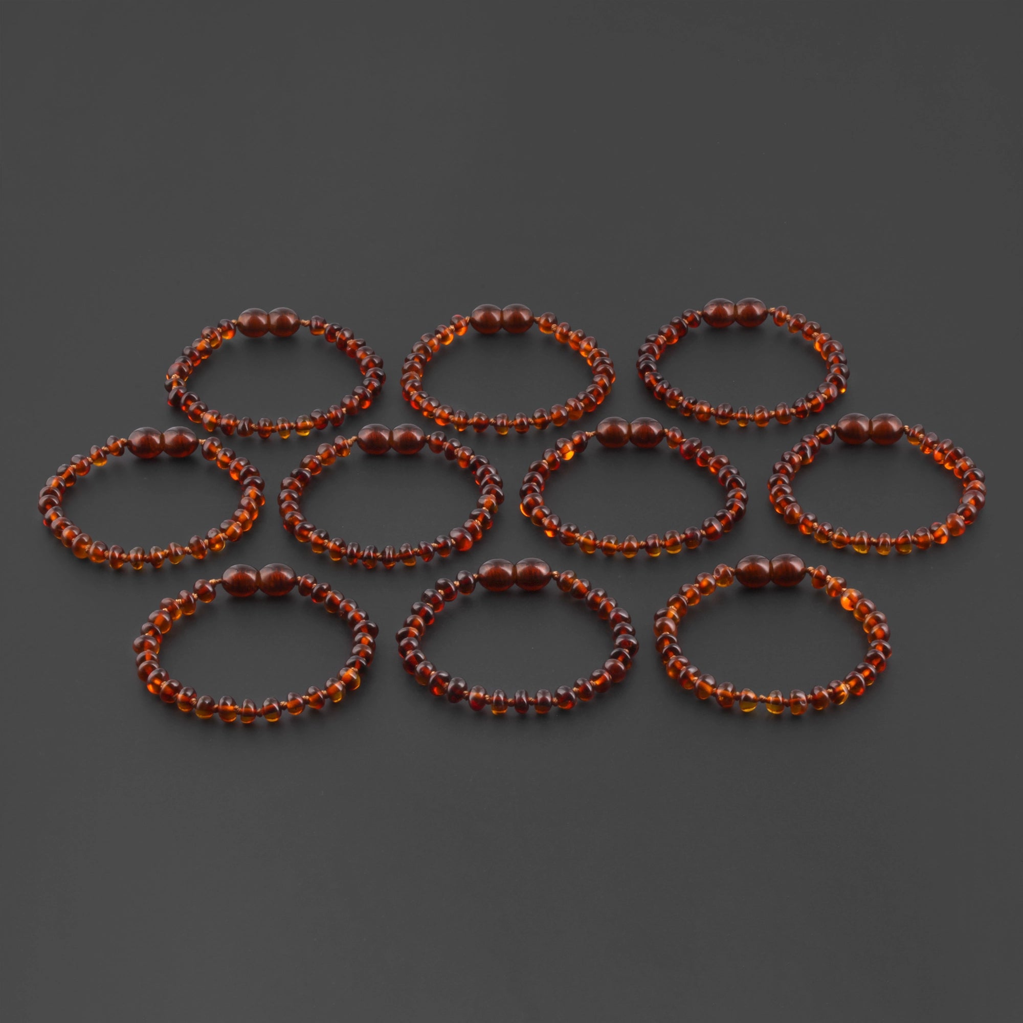 BALTIC AMBER BABY TEETHING BRACELETS LOT OF 10pcs - ROUNDEL. XR53C