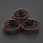 Baltic Amber Baby Teething Bracelet Roundel Dark Cognac Glossy Finish - Wholesale Lot of 10pcs - 14cm / 5.5in - XR53DC