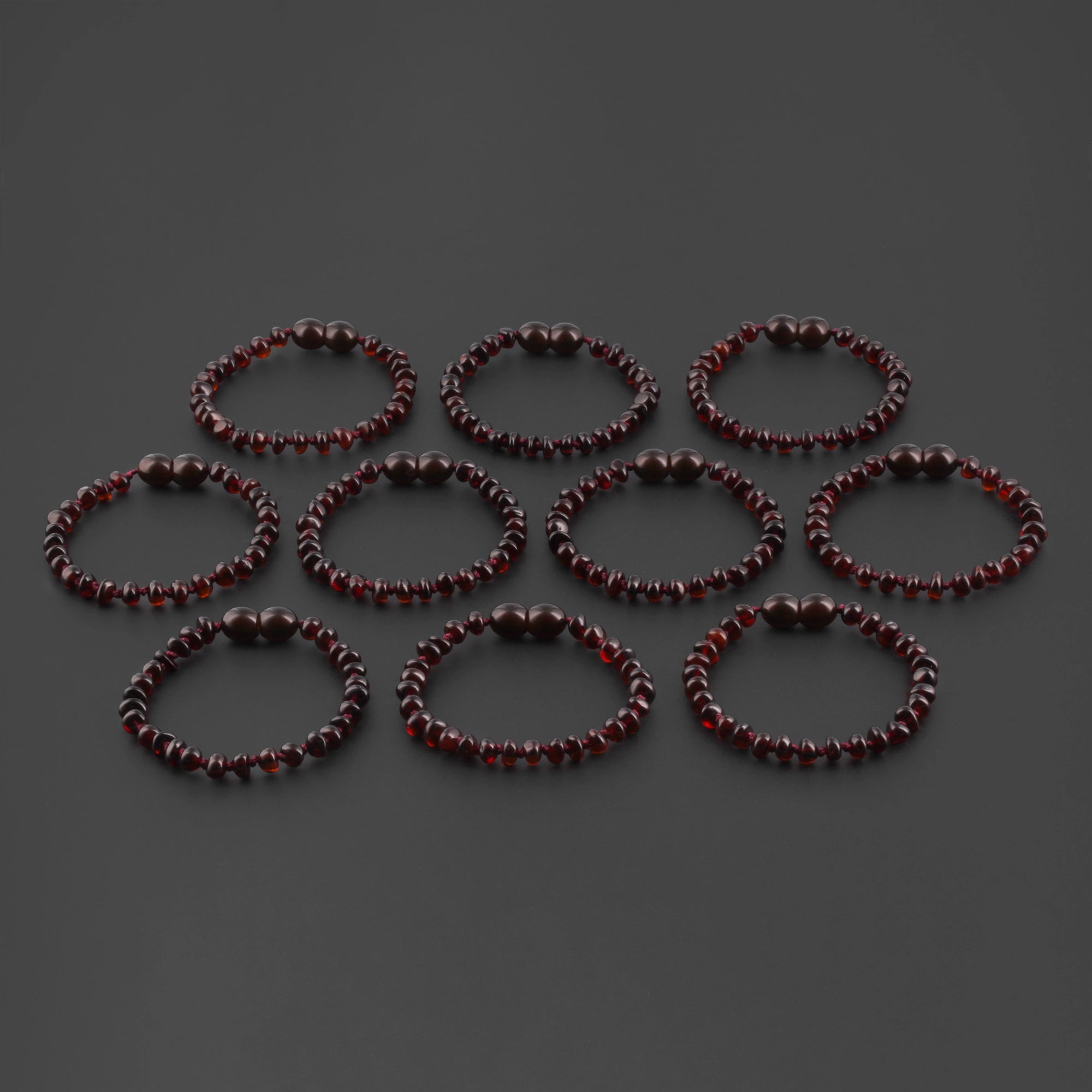 BALTIC AMBER BABY TEETHING BRACELETS LOT OF 10pcs - ROUNDEL. XR53DC