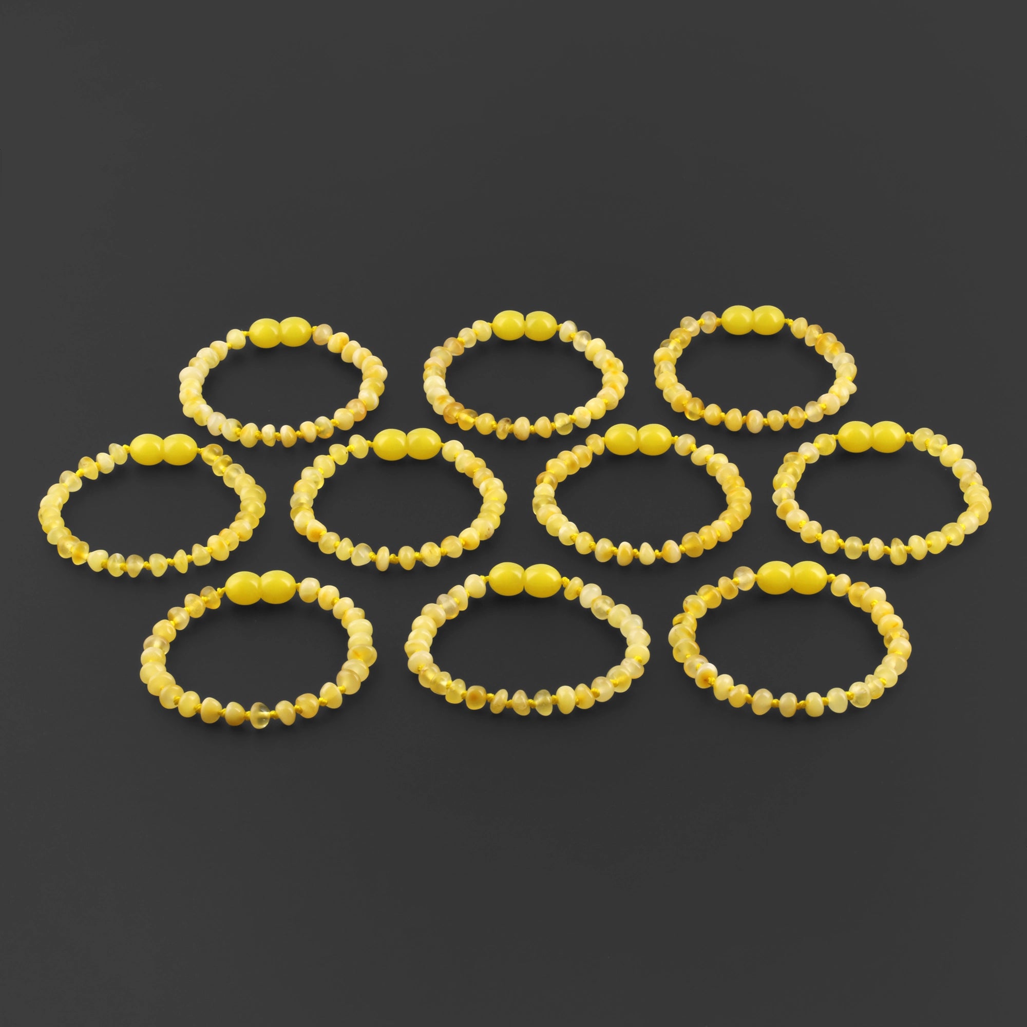 BALTIC AMBER BABY TEETHING BRACELETS LOT OF 10pcs - ROUNDEL. XR53MY