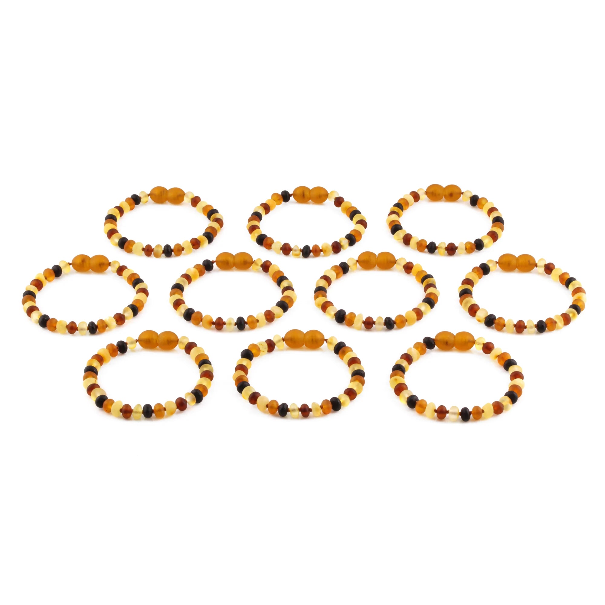 BALTIC AMBER BABY TEETHING BRACELETS LOT OF 10pcs - ROUNDEL. XR53MM