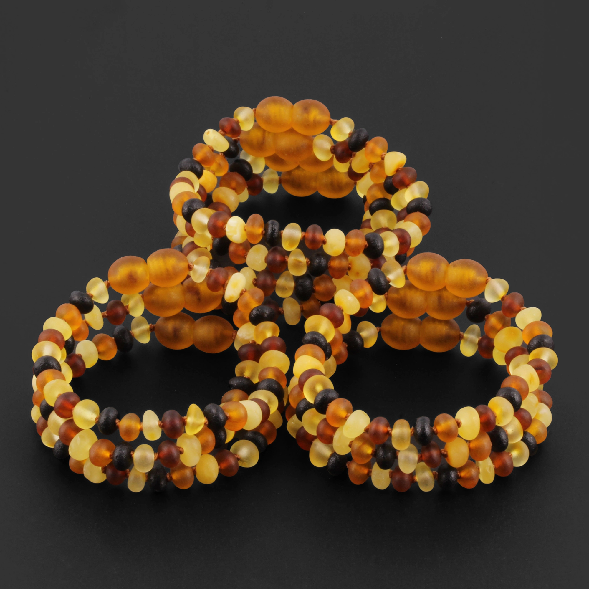 BALTIC AMBER BABY TEETHING BRACELETS LOT OF 10pcs - ROUNDEL. XR53MM